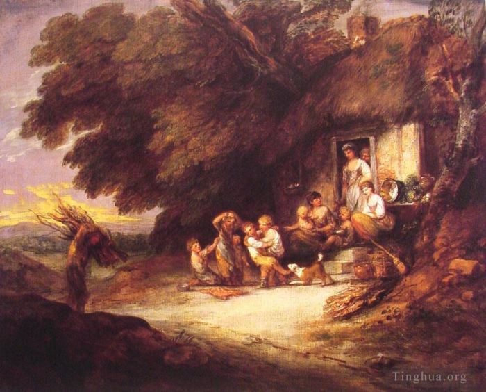 Thomas Gainsborough Oil Painting - The Cottage Door landscape