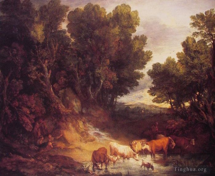 Thomas Gainsborough Oil Painting - The Watering Place landscape