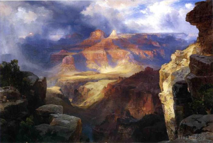 Thomas Moran Oil Painting - A Miracle of Nature