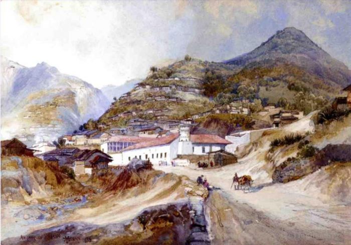 Thomas Moran Oil Painting - Angangueo Mexico