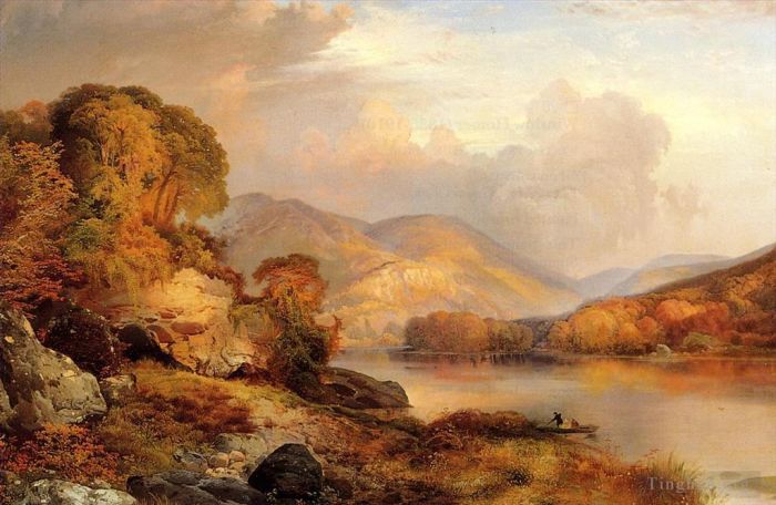 Thomas Moran Oil Painting - Autumn Landscape