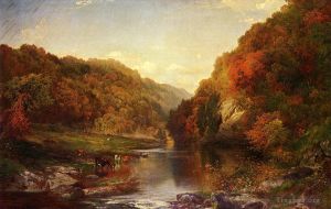 Artist Thomas Moran's Work - Autumn on the Wissahickon