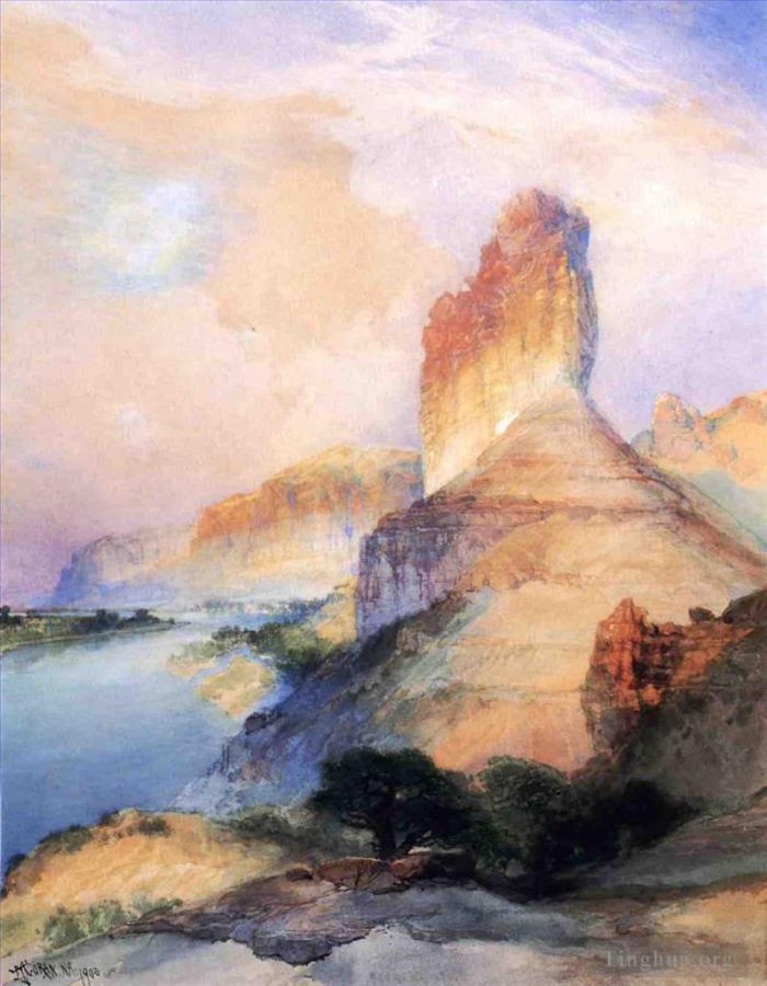 Thomas Moran Oil Painting - Castle Butte Green River Wyoming