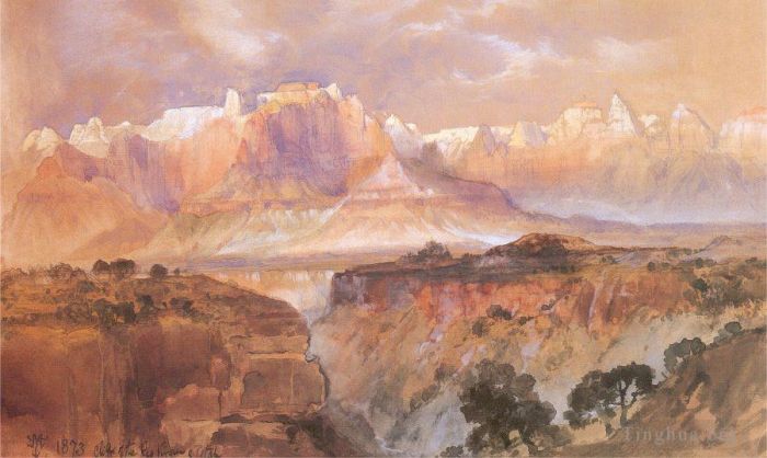Thomas Moran Oil Painting - Cliffs of the Rio Virgin South Utah