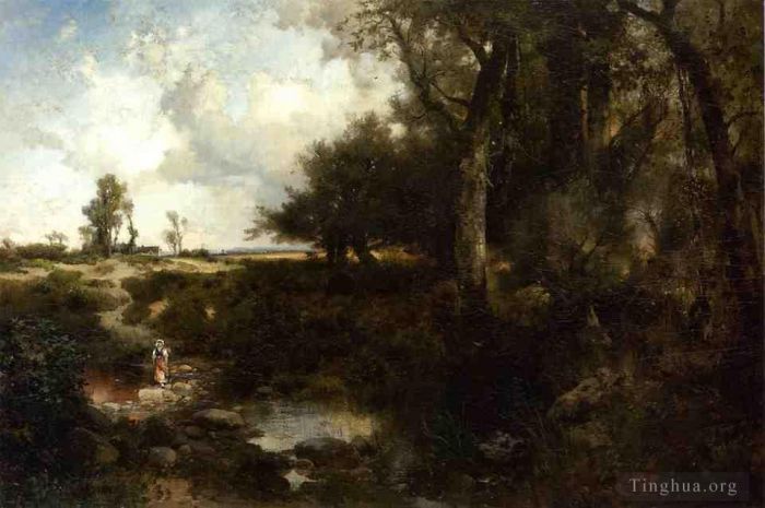Thomas Moran Oil Painting - Crossing the Brook Near Plainfield New Jersey