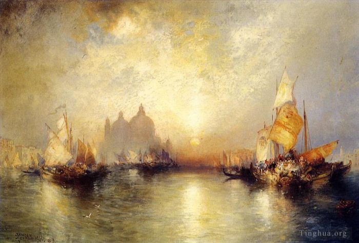 Thomas Moran Oil Painting - Entrance to the Grand Canal Venice 2