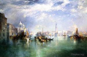 Artist Thomas Moran's Work - Entrance to the Grand Canal Venice