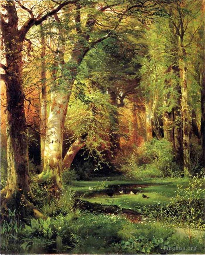 Thomas Moran Oil Painting - Forest Scene