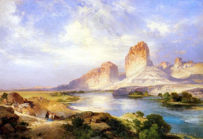 Thomas Moran Oil Painting - Green River Wyoming