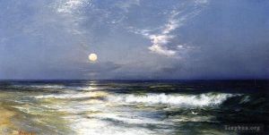 Artist Thomas Moran's Work - Moonlit Seascape Thomas Moran