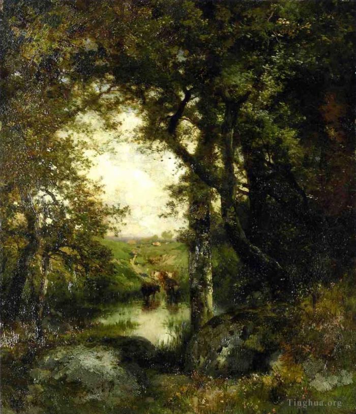 Thomas Moran Oil Painting - Pool in the Forest Long Island