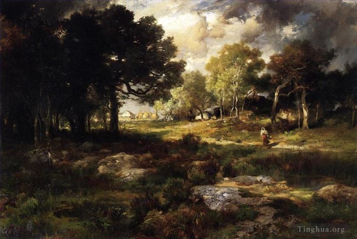Thomas Moran Oil Painting - Romantic Landscape