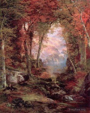 Artist Thomas Moran's Work - The Autumnal Woods Under the Trees