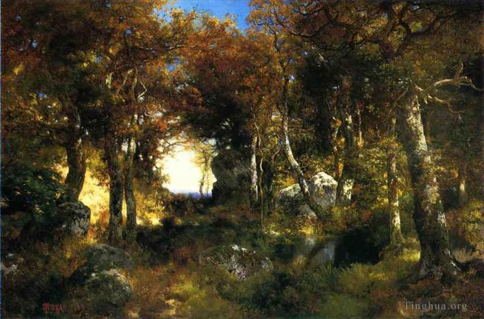 Thomas Moran Oil Painting - The Woodland Pool