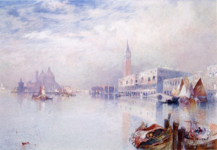 Thomas Moran Oil Painting - Venetian Scene