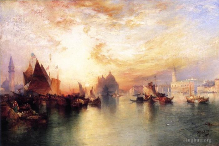 Thomas Moran Oil Painting - Venice from near San Giorgio