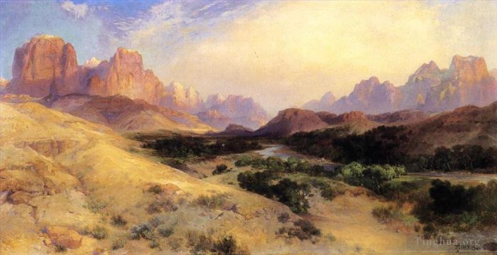 Thomas Moran Oil Painting - Zion Valley South Utah