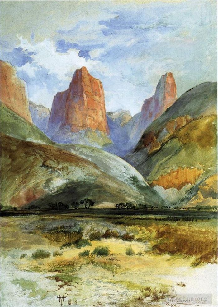 Thomas Moran Various Paintings - Colburns Butte South Utah