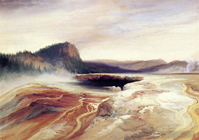 Thomas Moran Various Paintings - Giant Blue Spring Yellowstone 2