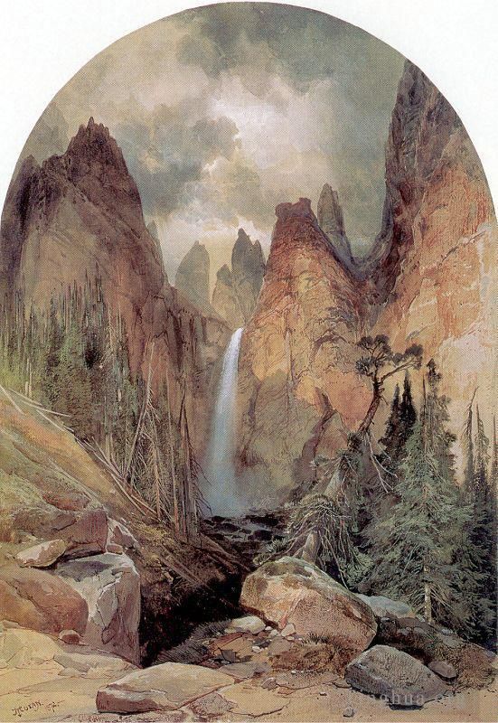 Thomas Moran Various Paintings - Tower Falls