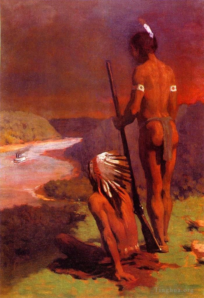 Thomas Pollock Anshutz Oil Painting - Indians on the Ohio
