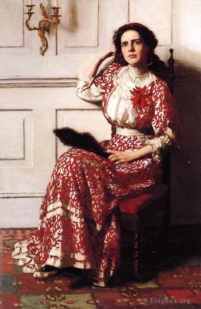 Thomas Pollock Anshutz Oil Painting - Portrait of Rebecca H Whelan