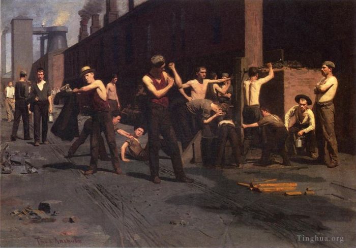 Thomas Pollock Anshutz Oil Painting - The Ironworkers Noontime