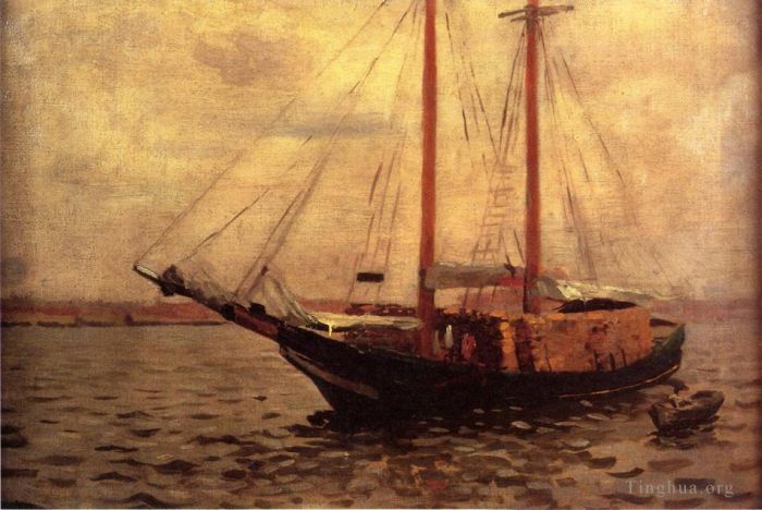 Thomas Pollock Anshutz Oil Painting - The Lumber Boat