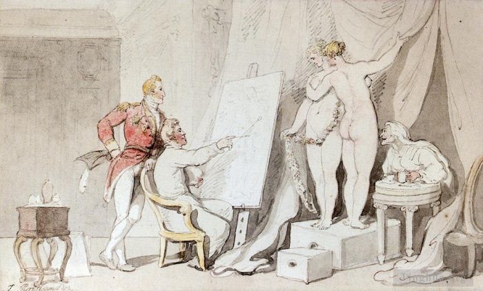 Thomas Rowlandson Various Paintings - A Study In Life Drawing