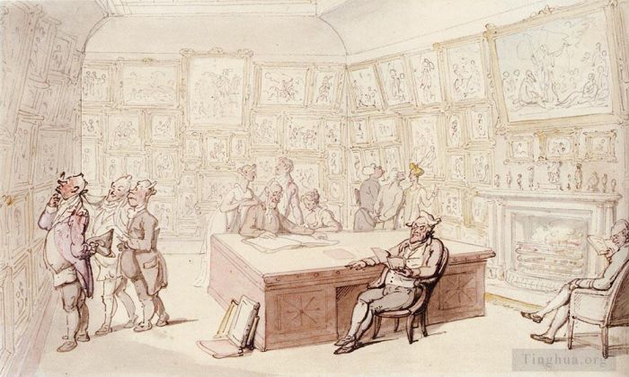 Thomas Rowlandson Various Paintings - Mr Michells Picture Gallery At Grove House Enfield