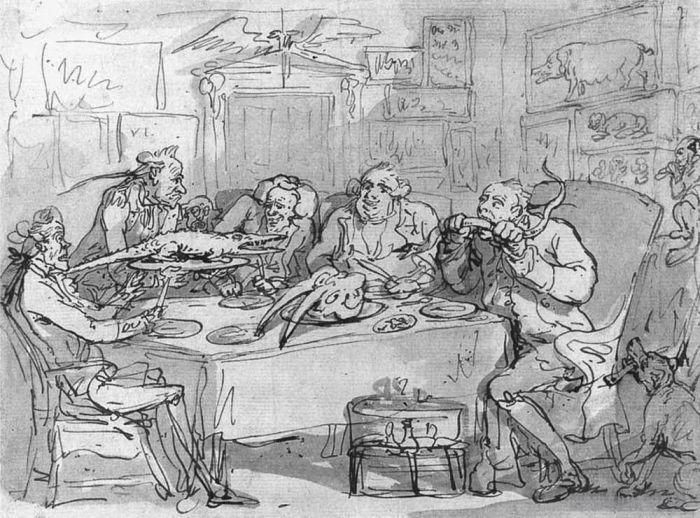 Thomas Rowlandson Various Paintings - The Fish Dinner