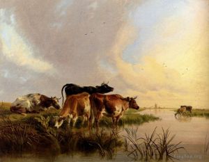 Artist Thomas Sidney Cooper's Work - Cattle Watering