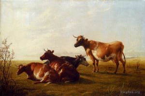 Artist Thomas Sidney Cooper's Work - Cows In A Meadow