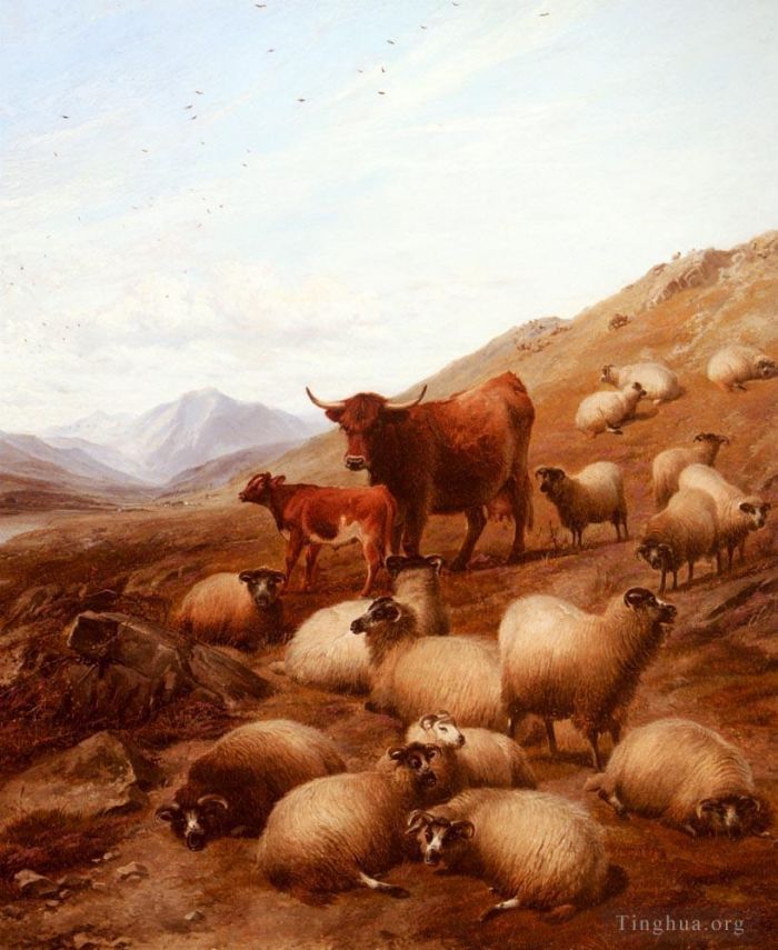 Thomas Sidney Cooper Oil Painting - In The Highlands cattle