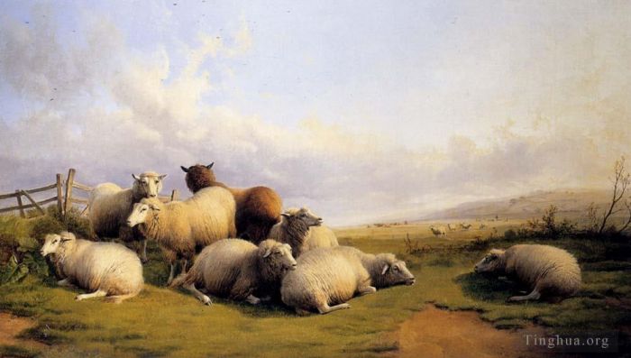 Thomas Sidney Cooper Oil Painting - Sheep In An Extensive Landscape