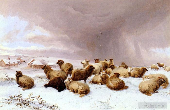 Thomas Sidney Cooper Oil Painting - Sheep In Winter