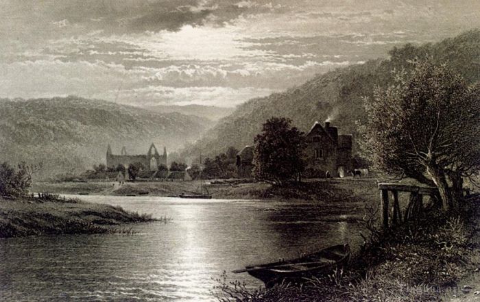 Thomas Sidney Cooper Various Paintings - Tintern Abbey Moonlight On The Wye scenery Thomas Sidney Cooper