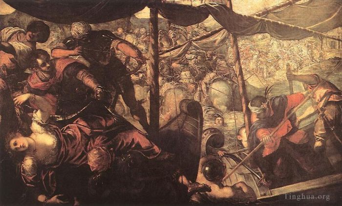 Tintoretto Oil Painting - Battle between Turks and Christians