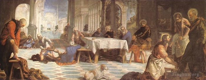 Tintoretto Oil Painting - Christ Washing the Feet of His Disciples