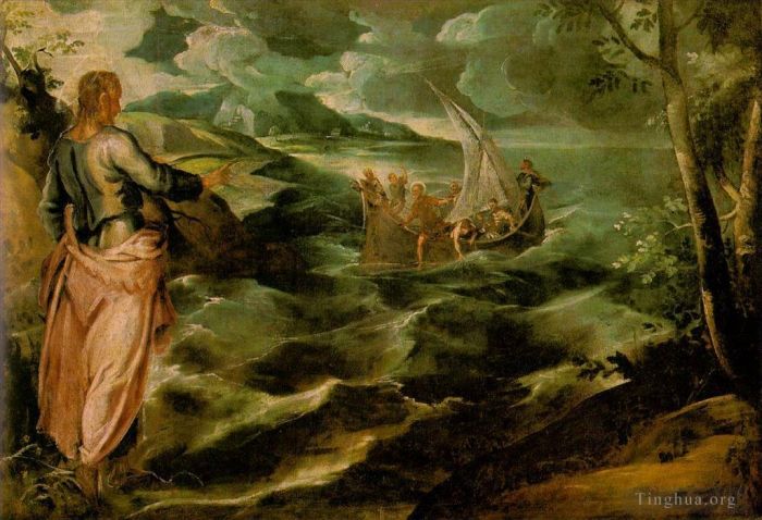 Tintoretto Oil Painting - Christ at the Sea of Galilee