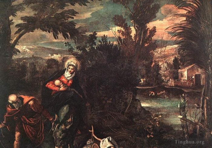 Tintoretto Oil Painting - Flight into Egypt
