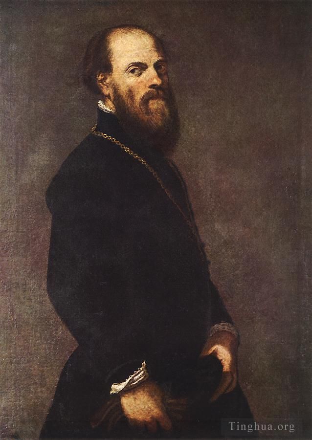 Tintoretto Oil Painting - Man with a Golden Lace