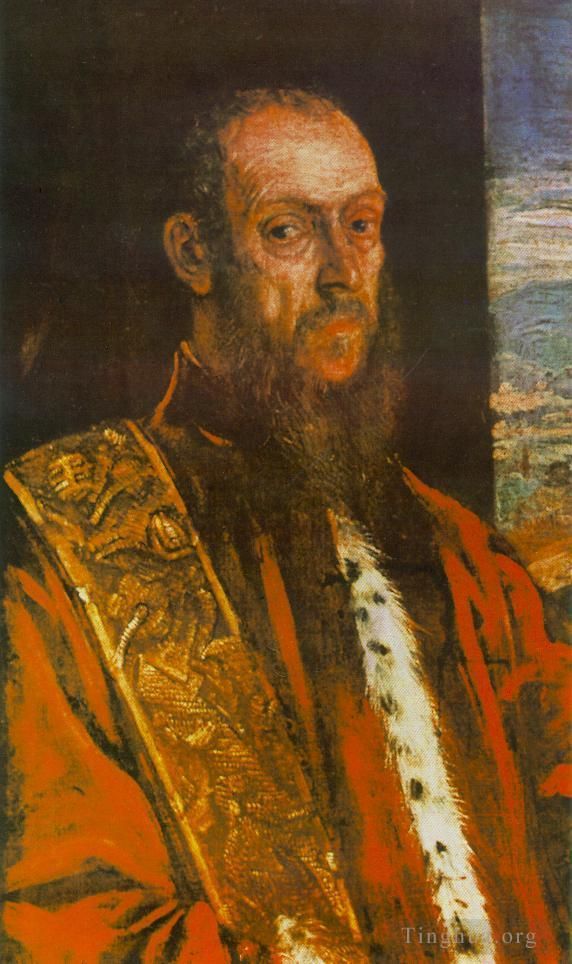 Tintoretto Oil Painting - Portrait of Vincenzo Morosini