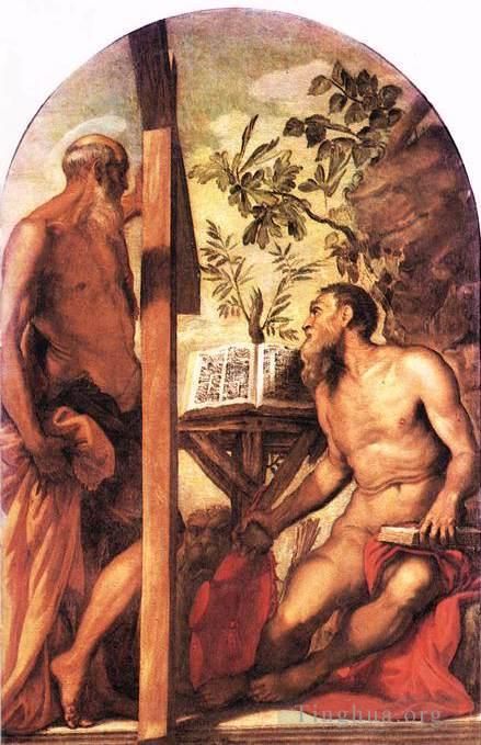 Tintoretto Oil Painting - St Jerome and St Andrew