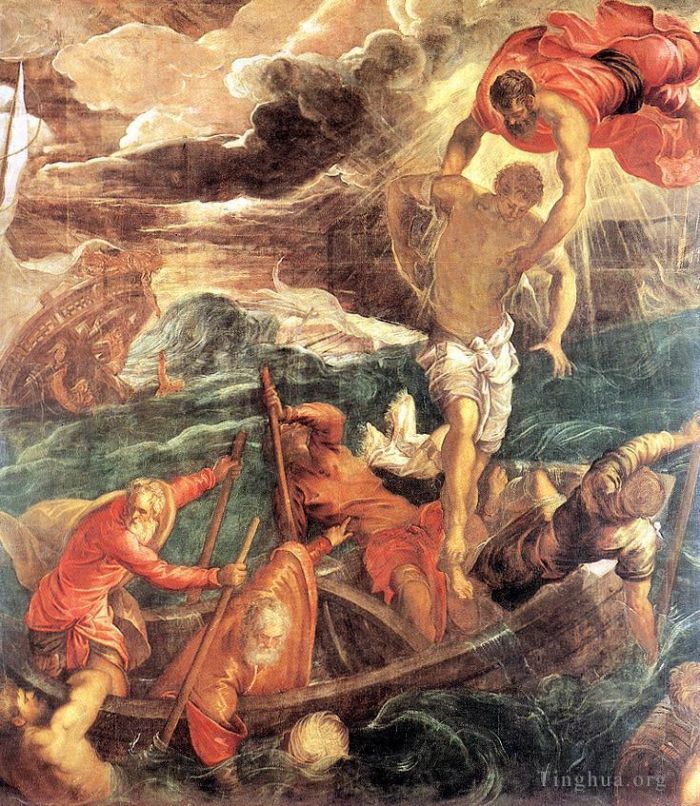 Tintoretto Oil Painting - St Mark Saving a Saracen from Shipwreck
