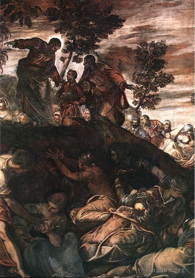 Tintoretto Oil Painting - The Miracle of the Loaves and Fishes