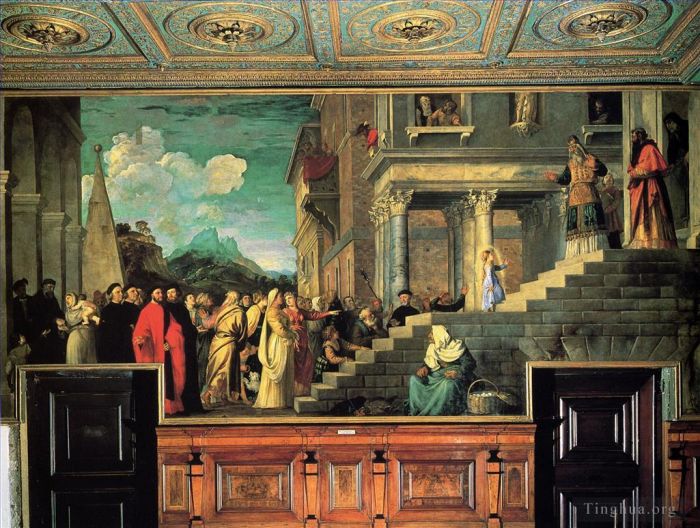 Titian Oil Painting - Entry of Mary into the temple 1534
