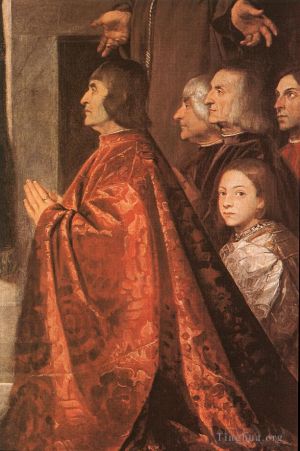 Artist Titian's Work - Madonna with Saints and Members of the Pesaro Family detail1
