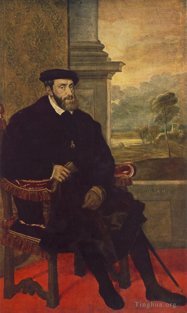 Titian Oil Painting - Portrait of Charles V Seated