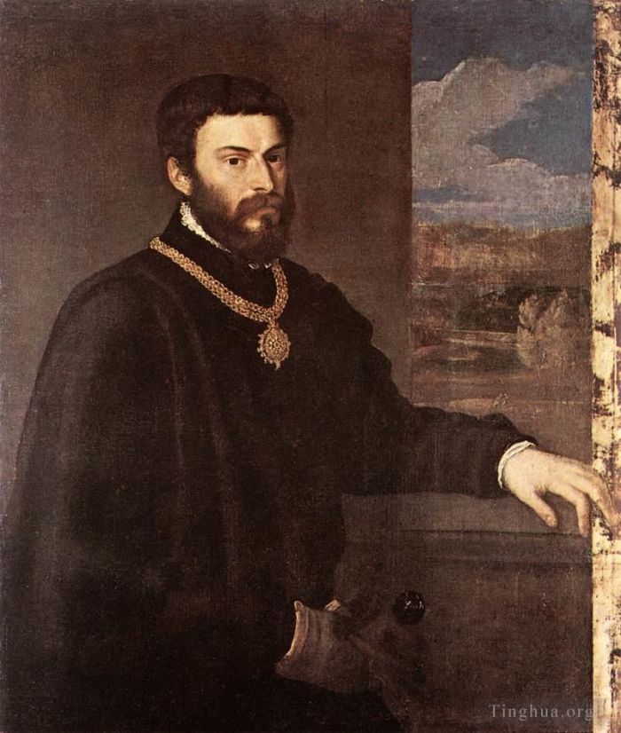 Titian Oil Painting - Portrait of Count Antonio Porcia